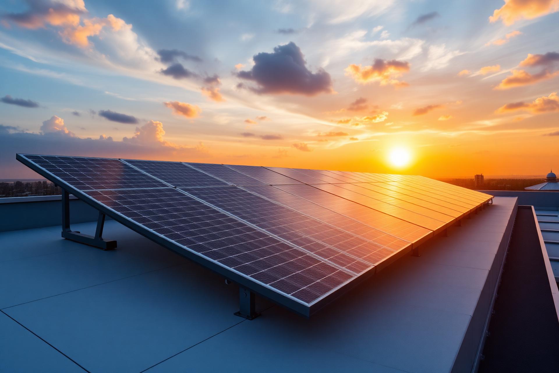 Solar panels at golden hour